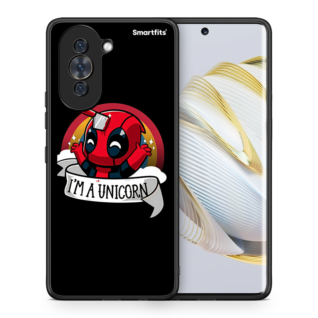 Θήκη Huawei Nova 10 Unicorn Deadpool από τη Smartfits με σχέδιο στο πίσω μέρος και μαύρο περίβλημα | Huawei Nova 10 Unicorn Deadpool case with colorful back and black bezels