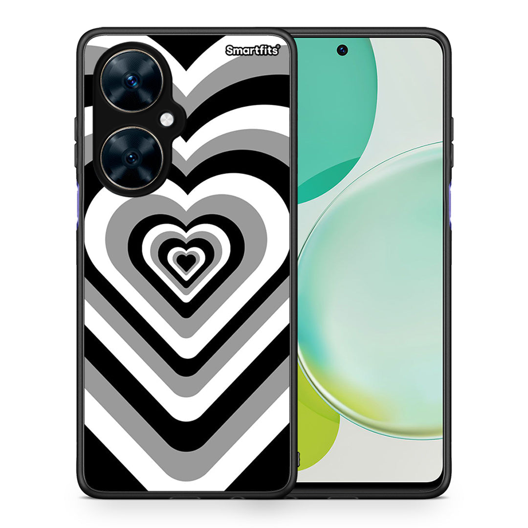 Θήκη Huawei Nova 11i Black Hearts από τη Smartfits με σχέδιο στο πίσω μέρος και μαύρο περίβλημα | Huawei Nova 11i Black Hearts case with colorful back and black bezels