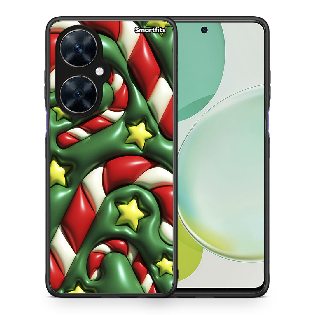 Θήκη Huawei Nova 11i Christmas Bubbles από τη Smartfits με σχέδιο στο πίσω μέρος και μαύρο περίβλημα | Huawei Nova 11i Christmas Bubbles case with colorful back and black bezels