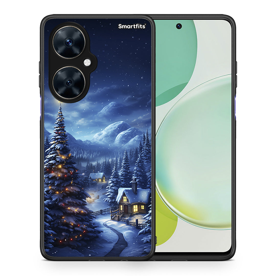 Θήκη Huawei Nova 11i Christmas Scenery από τη Smartfits με σχέδιο στο πίσω μέρος και μαύρο περίβλημα | Huawei Nova 11i Christmas Scenery case with colorful back and black bezels