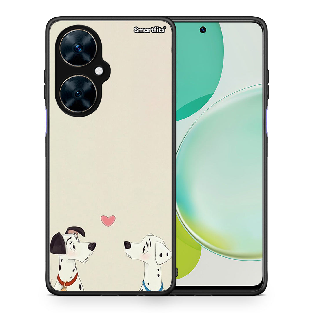 Θήκη Huawei Nova 11i Dalmatians Love από τη Smartfits με σχέδιο στο πίσω μέρος και μαύρο περίβλημα | Huawei Nova 11i Dalmatians Love case with colorful back and black bezels