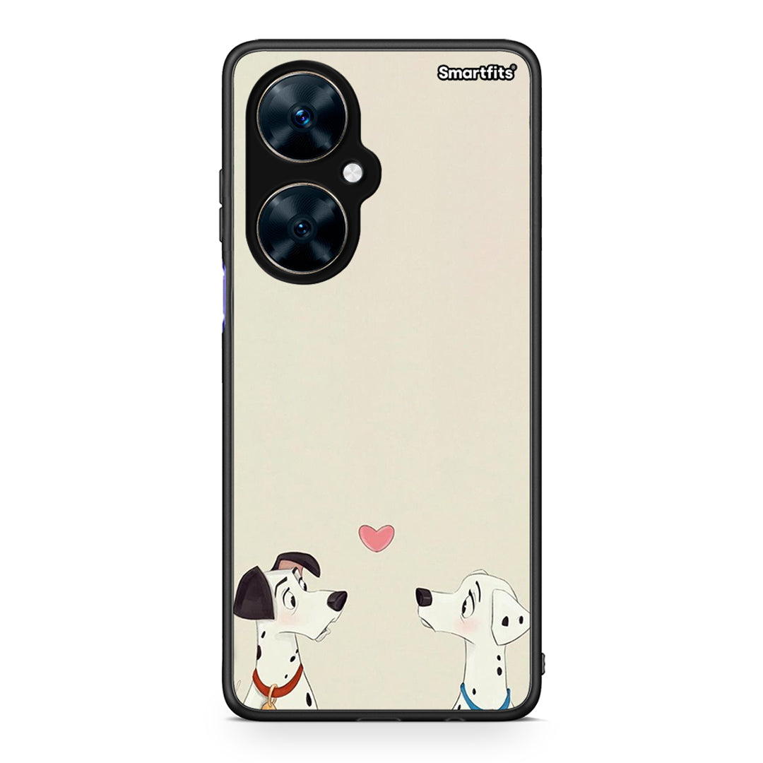 Huawei Nova 11i Dalmatians Love θήκη από τη Smartfits με σχέδιο στο πίσω μέρος και μαύρο περίβλημα | Smartphone case with colorful back and black bezels by Smartfits