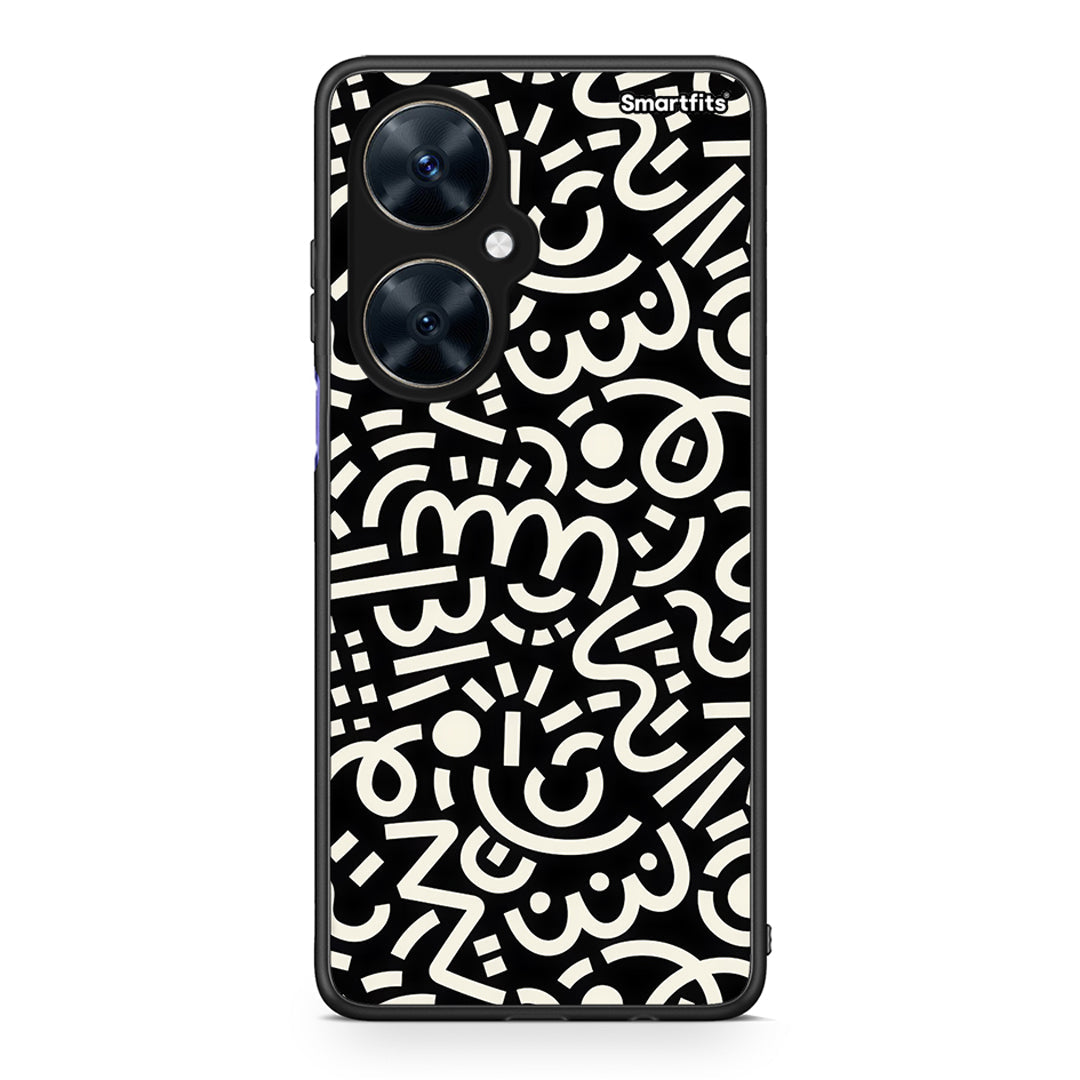 Huawei Nova 11i Doodle Art Θήκη από τη Smartfits με σχέδιο στο πίσω μέρος και μαύρο περίβλημα | Smartphone case with colorful back and black bezels by Smartfits