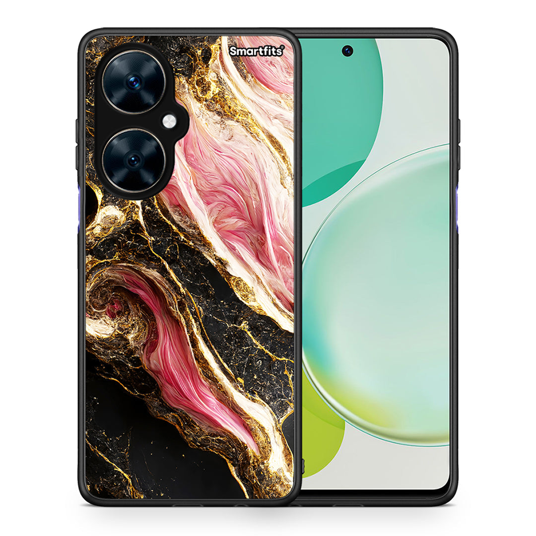 Θήκη Huawei Nova 11i Glamorous Pink Marble από τη Smartfits με σχέδιο στο πίσω μέρος και μαύρο περίβλημα | Huawei Nova 11i Glamorous Pink Marble case with colorful back and black bezels