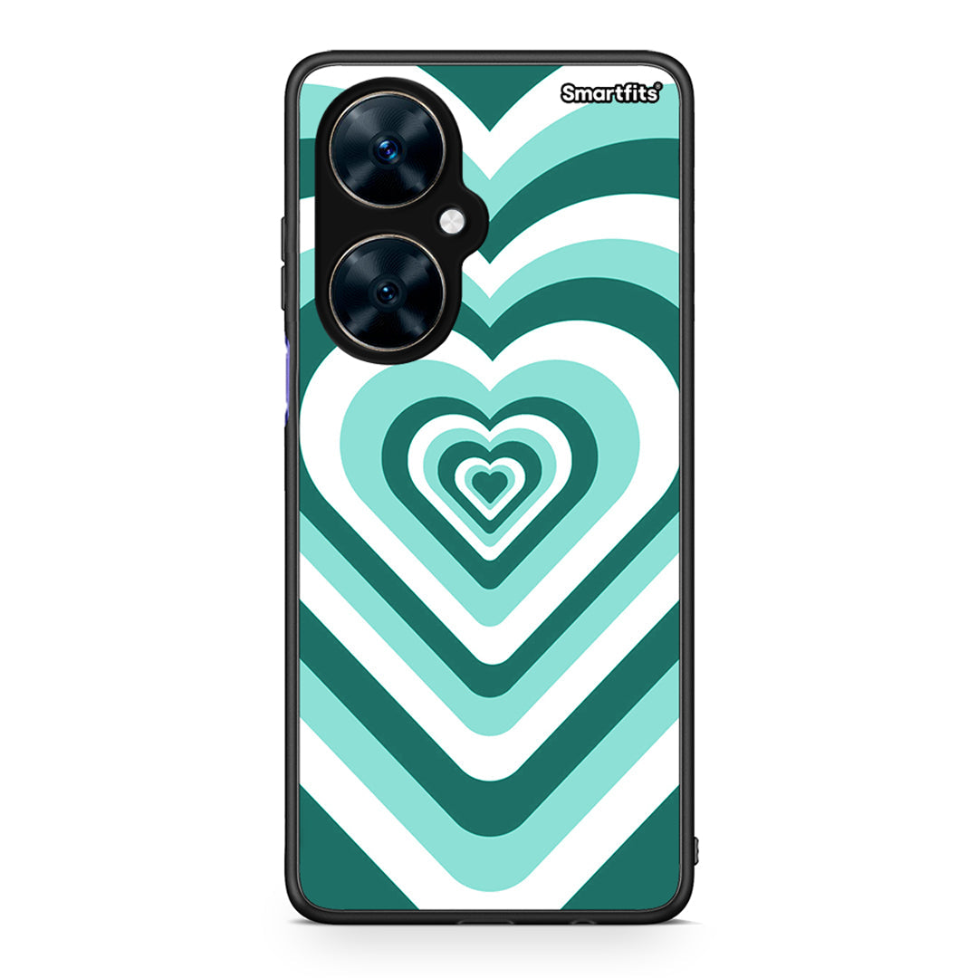 Huawei Nova 11i Green Hearts θήκη από τη Smartfits με σχέδιο στο πίσω μέρος και μαύρο περίβλημα | Smartphone case with colorful back and black bezels by Smartfits