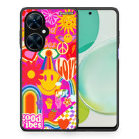 Thumbnail for Θήκη Huawei Nova 11i Hippie Love από τη Smartfits με σχέδιο στο πίσω μέρος και μαύρο περίβλημα | Huawei Nova 11i Hippie Love case with colorful back and black bezels