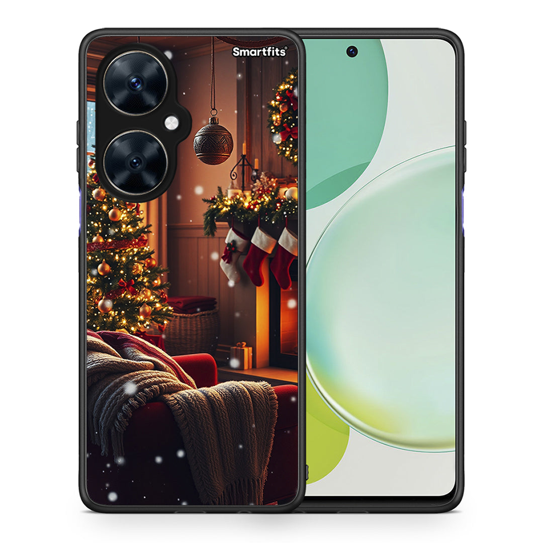 Θήκη Huawei Nova 11i Home For Christmas από τη Smartfits με σχέδιο στο πίσω μέρος και μαύρο περίβλημα | Huawei Nova 11i Home For Christmas case with colorful back and black bezels