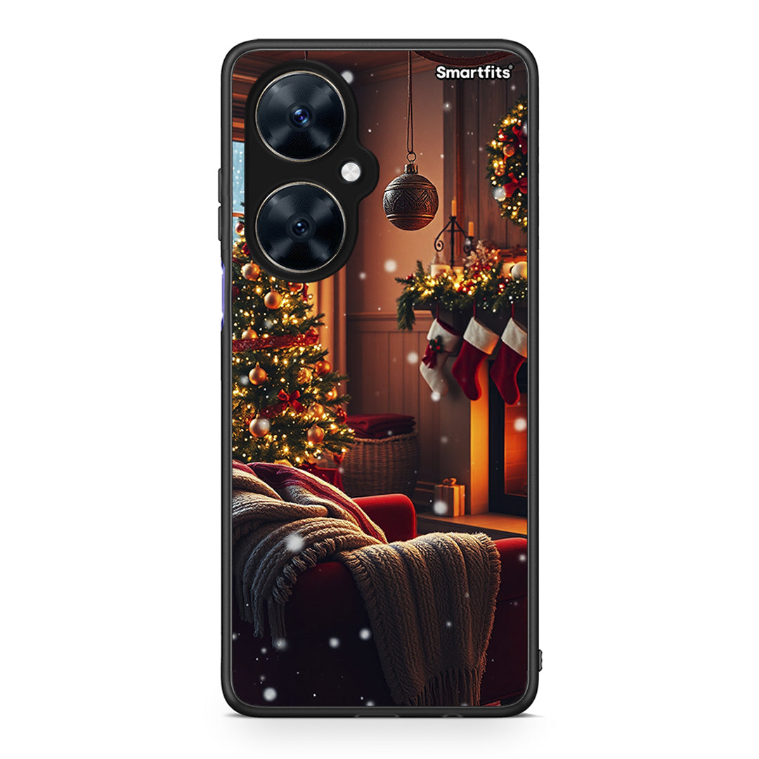 Huawei Nova 11i Home For Christmas θήκη από τη Smartfits με σχέδιο στο πίσω μέρος και μαύρο περίβλημα | Smartphone case with colorful back and black bezels by Smartfits