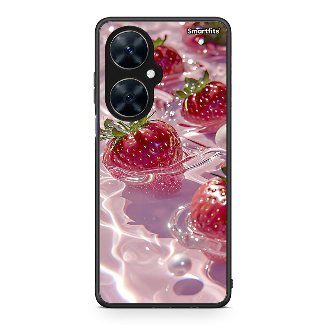 Huawei Nova 11i Juicy Strawberries θήκη από τη Smartfits με σχέδιο στο πίσω μέρος και μαύρο περίβλημα | Smartphone case with colorful back and black bezels by Smartfits
