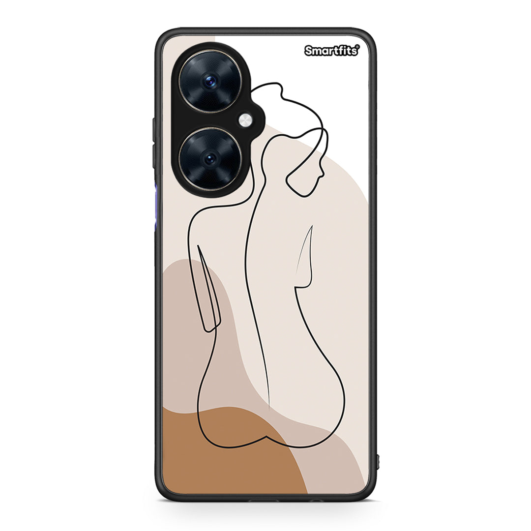 Huawei Nova 11i LineArt Woman θήκη από τη Smartfits με σχέδιο στο πίσω μέρος και μαύρο περίβλημα | Smartphone case with colorful back and black bezels by Smartfits