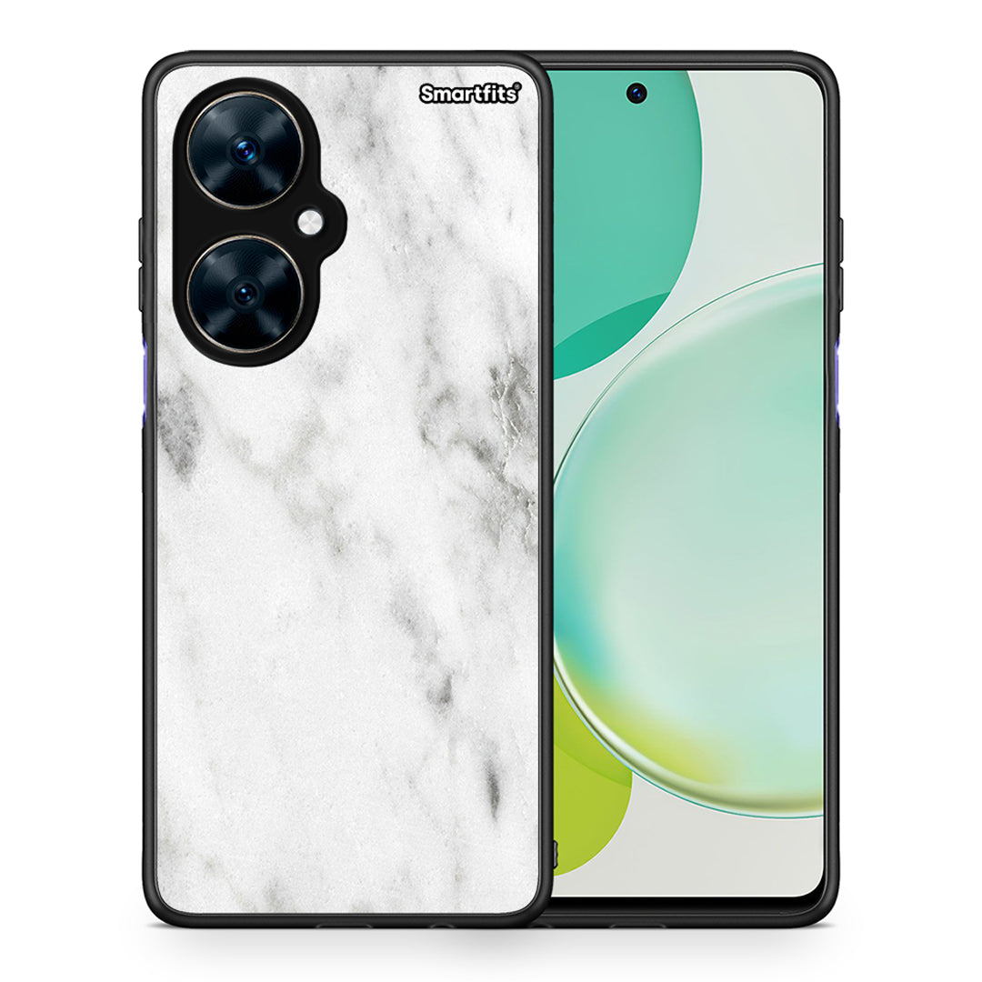 Θήκη Huawei Nova 11i White Marble από τη Smartfits με σχέδιο στο πίσω μέρος και μαύρο περίβλημα | Huawei Nova 11i White Marble case with colorful back and black bezels