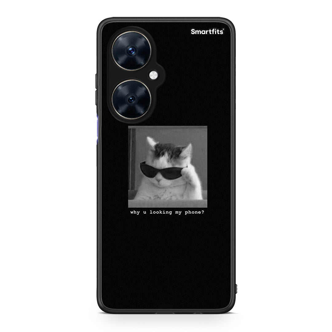 Huawei Nova 11i Meme Cat θήκη από τη Smartfits με σχέδιο στο πίσω μέρος και μαύρο περίβλημα | Smartphone case with colorful back and black bezels by Smartfits