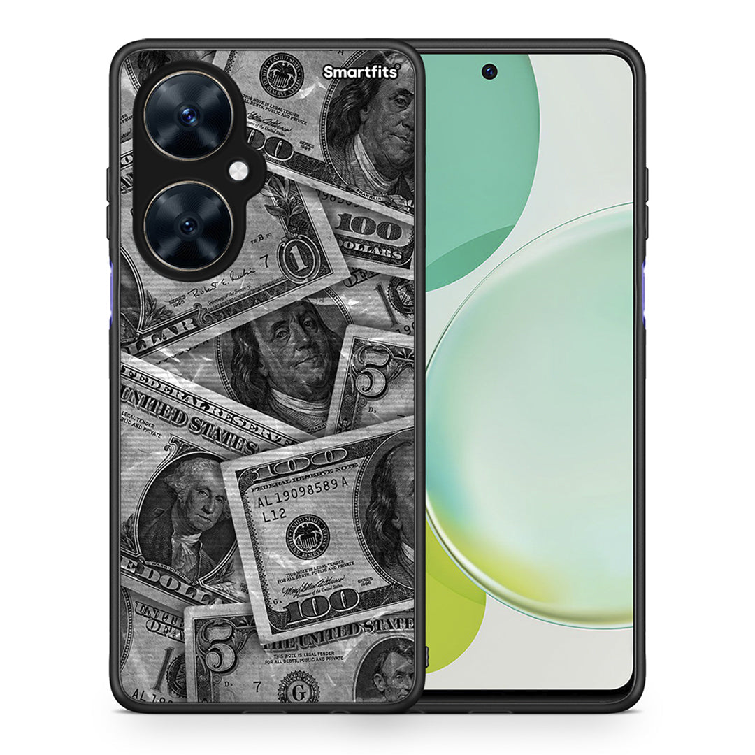 Θήκη Huawei Nova 11i Money Dollars από τη Smartfits με σχέδιο στο πίσω μέρος και μαύρο περίβλημα | Huawei Nova 11i Money Dollars case with colorful back and black bezels