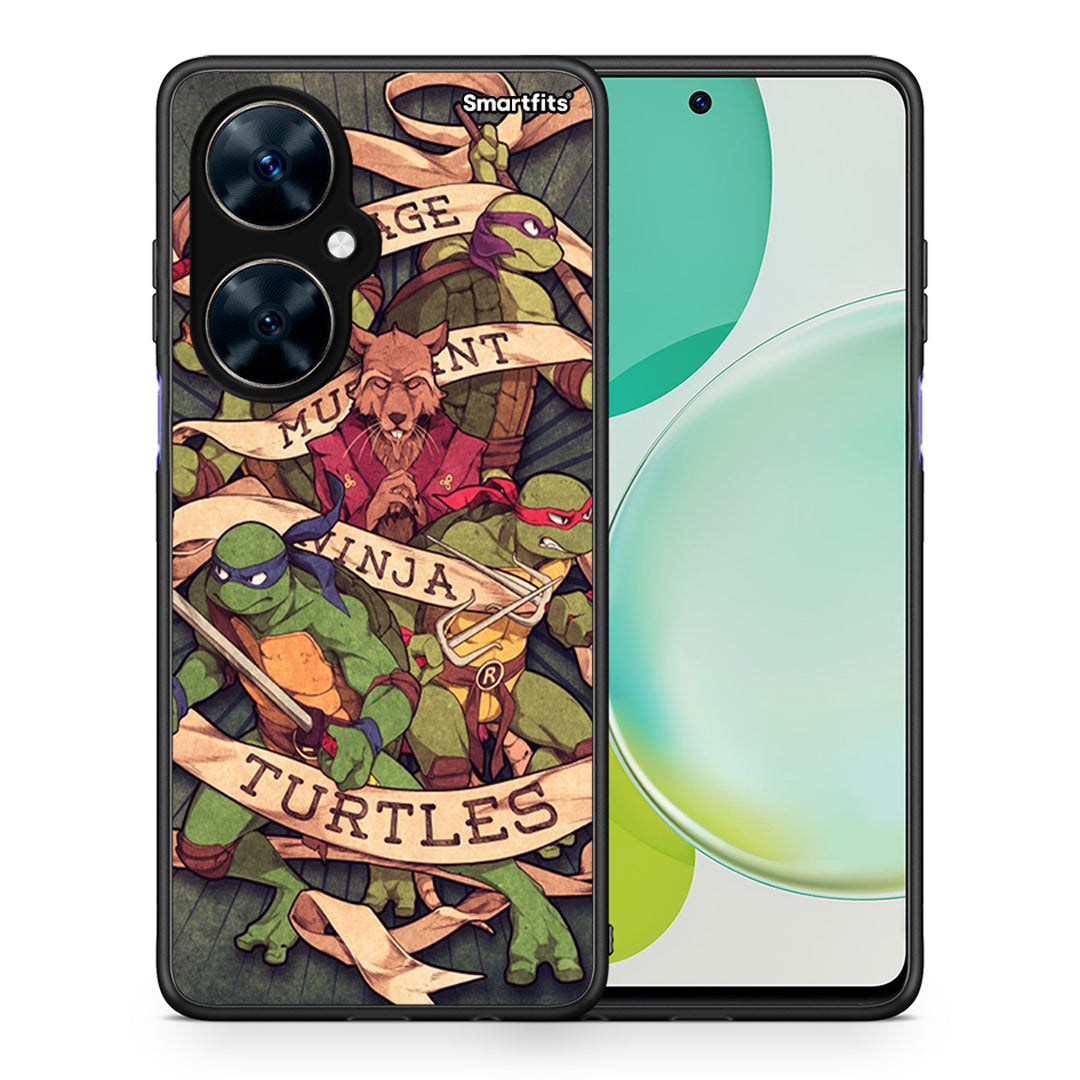 Θήκη Huawei Nova 11i Ninja Turtles από τη Smartfits με σχέδιο στο πίσω μέρος και μαύρο περίβλημα | Huawei Nova 11i Ninja Turtles case with colorful back and black bezels