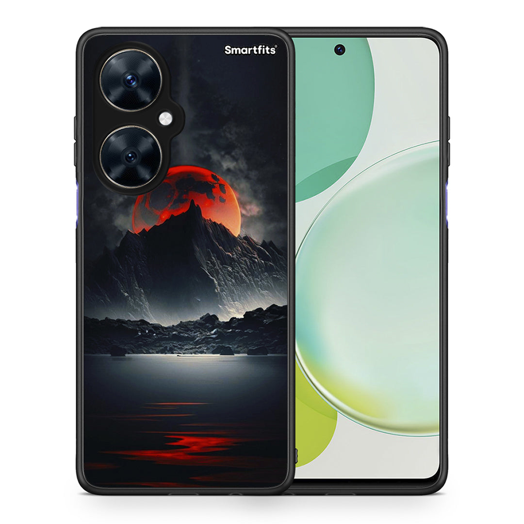 Θήκη Huawei Nova 11i Red Full Moon από τη Smartfits με σχέδιο στο πίσω μέρος και μαύρο περίβλημα | Huawei Nova 11i Red Full Moon case with colorful back and black bezels