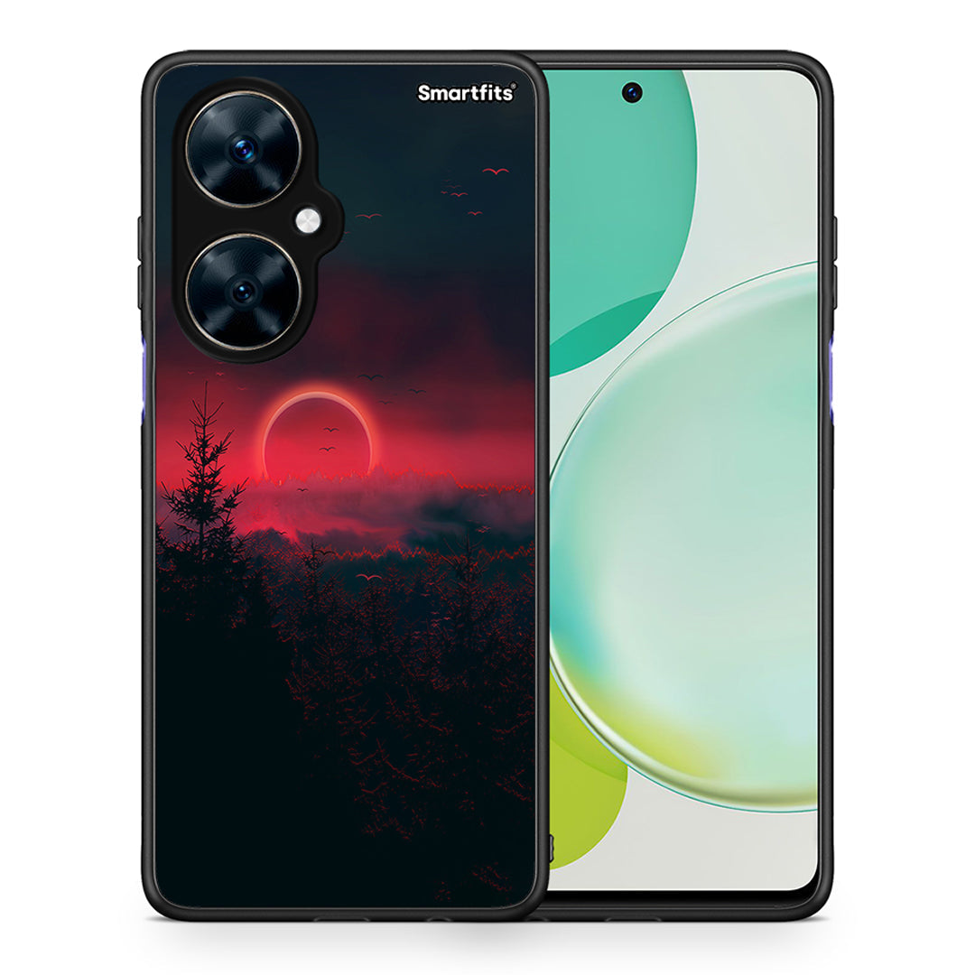 Θήκη Huawei Nova 11i Sunset Tropic από τη Smartfits με σχέδιο στο πίσω μέρος και μαύρο περίβλημα | Huawei Nova 11i Sunset Tropic case with colorful back and black bezels