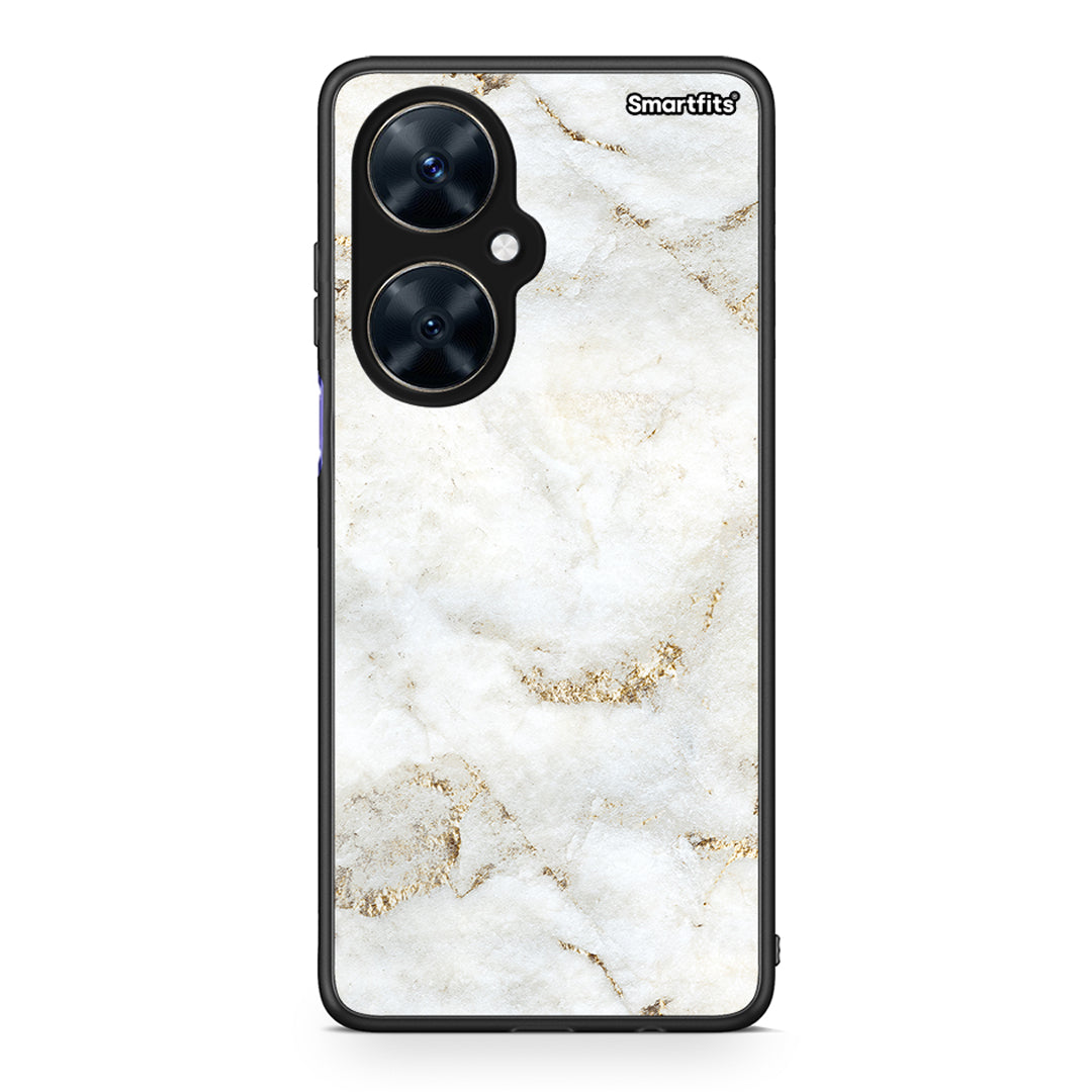 Huawei Nova 11i White Gold Marble θήκη από τη Smartfits με σχέδιο στο πίσω μέρος και μαύρο περίβλημα | Smartphone case with colorful back and black bezels by Smartfits