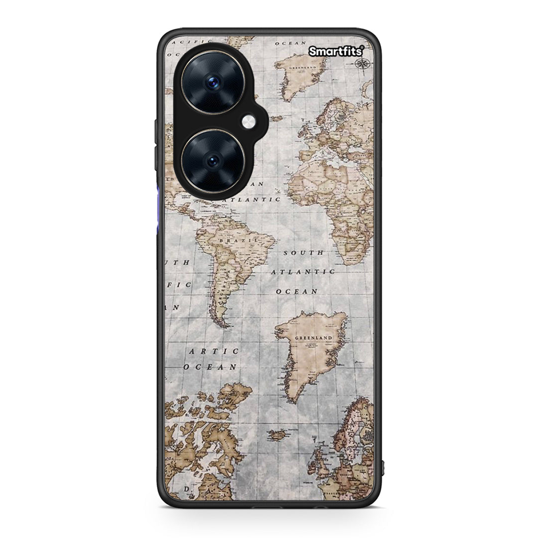 Huawei Nova 11i World Map Θήκη από τη Smartfits με σχέδιο στο πίσω μέρος και μαύρο περίβλημα | Smartphone case with colorful back and black bezels by Smartfits