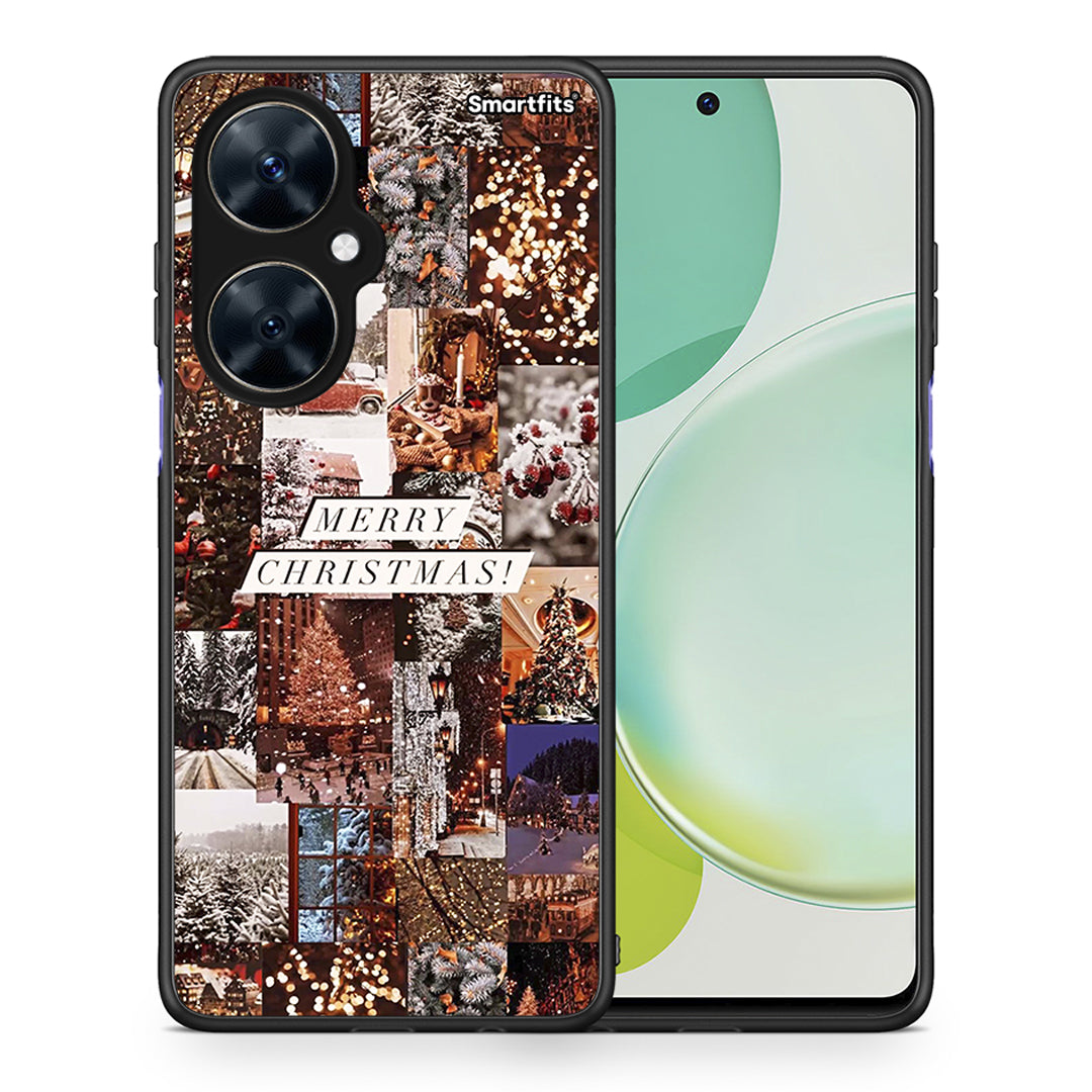 Θήκη Huawei Nova 11i Xmas Collage από τη Smartfits με σχέδιο στο πίσω μέρος και μαύρο περίβλημα | Huawei Nova 11i Xmas Collage case with colorful back and black bezels