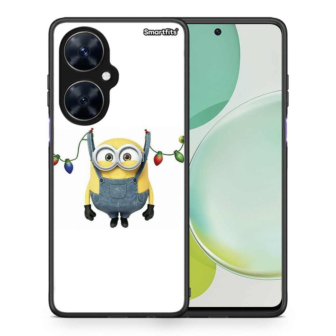 Θήκη Huawei Nova 11i Xmas Minion Lights από τη Smartfits με σχέδιο στο πίσω μέρος και μαύρο περίβλημα | Huawei Nova 11i Xmas Minion Lights case with colorful back and black bezels