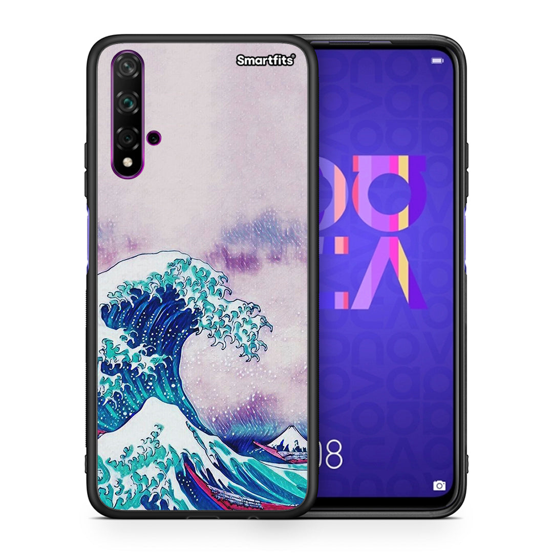 Θήκη Huawei Nova 5T/Honor 20 Blue Waves από τη Smartfits με σχέδιο στο πίσω μέρος και μαύρο περίβλημα | Huawei Nova 5T/Honor 20 Blue Waves case with colorful back and black bezels