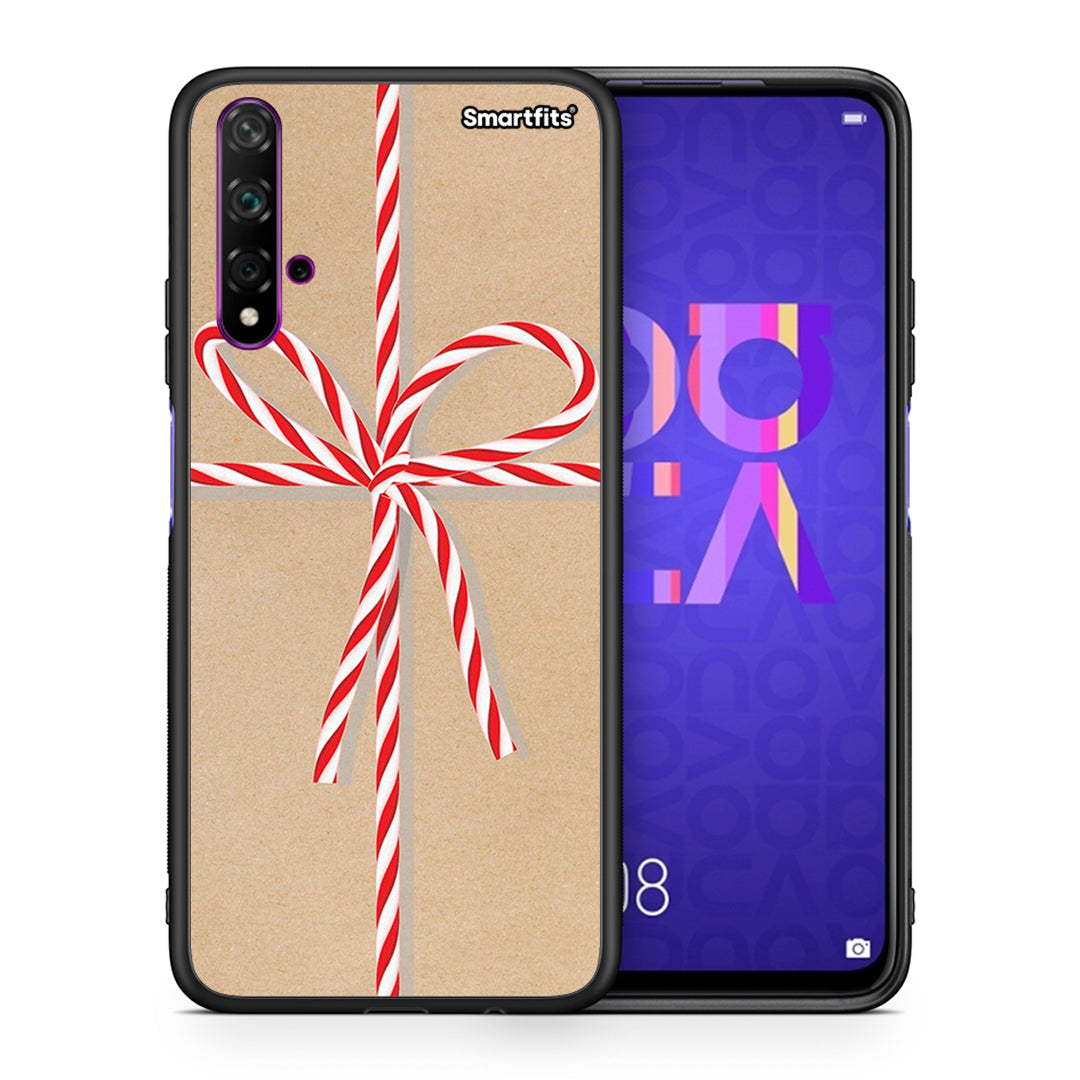 Θήκη Huawei Nova 5T/Honor 20 Christmas Gift από τη Smartfits με σχέδιο στο πίσω μέρος και μαύρο περίβλημα | Huawei Nova 5T/Honor 20 Christmas Gift case with colorful back and black bezels