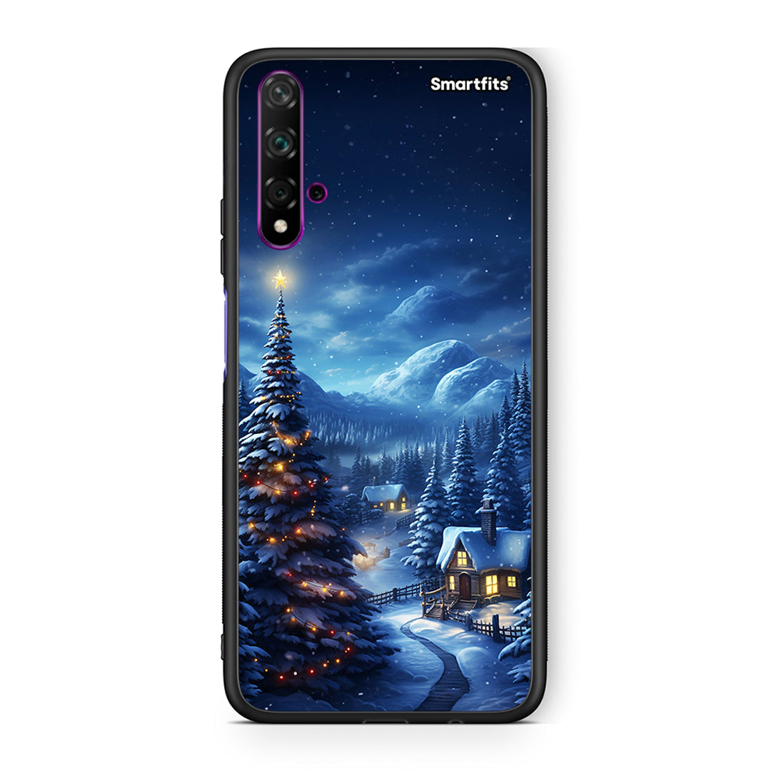 Huawei Nova 5T Christmas Scenery θήκη από τη Smartfits με σχέδιο στο πίσω μέρος και μαύρο περίβλημα | Smartphone case with colorful back and black bezels by Smartfits