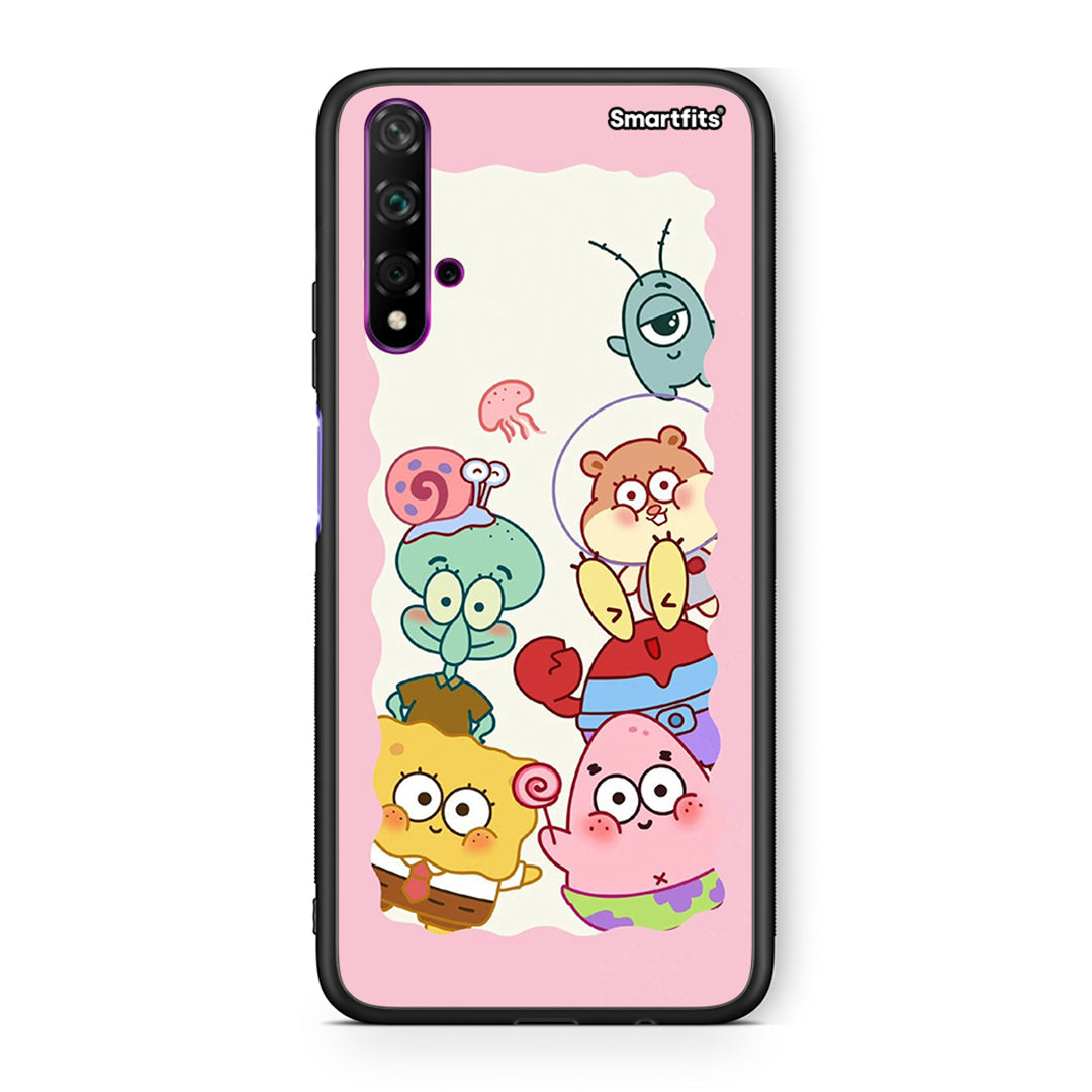 Huawei Nova 5T Cute Companion θήκη από τη Smartfits με σχέδιο στο πίσω μέρος και μαύρο περίβλημα | Smartphone case with colorful back and black bezels by Smartfits