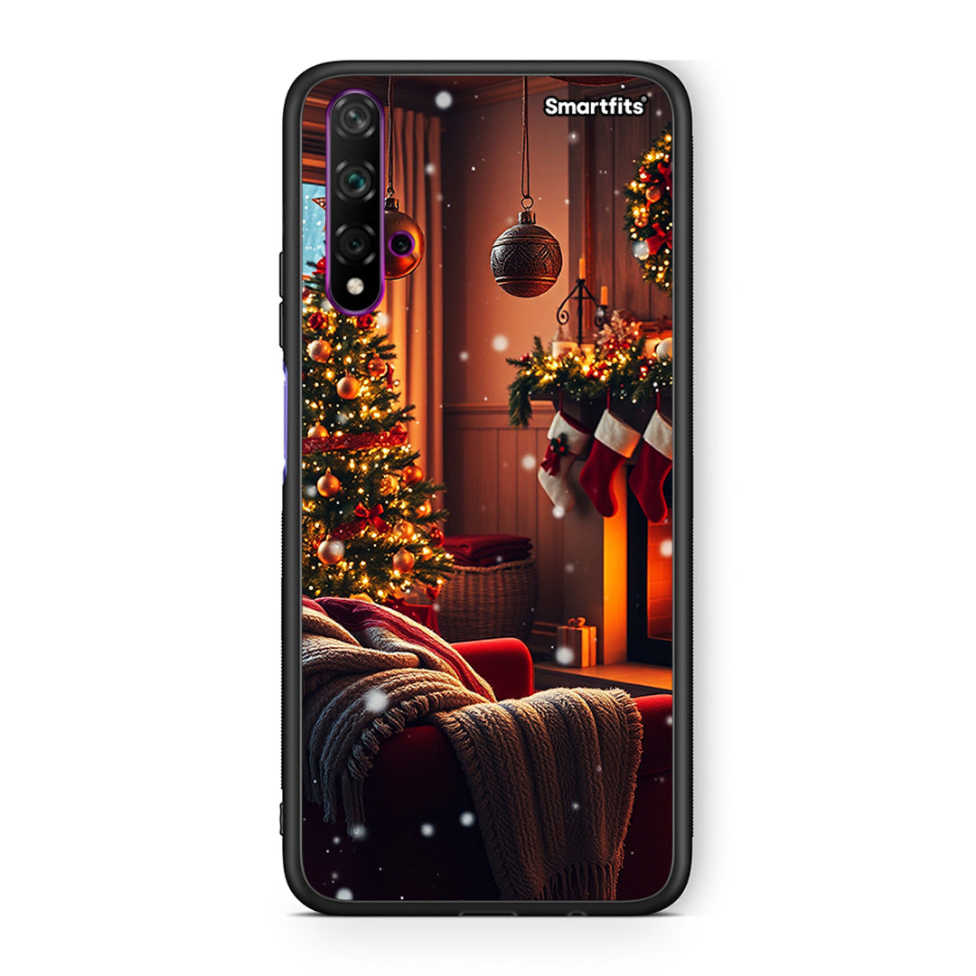 Huawei Nova 5T Home For Christmas θήκη από τη Smartfits με σχέδιο στο πίσω μέρος και μαύρο περίβλημα | Smartphone case with colorful back and black bezels by Smartfits