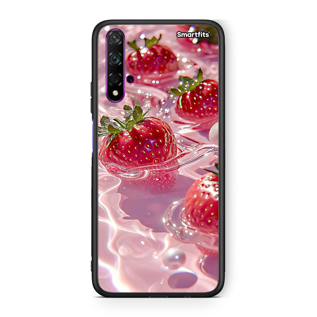 Huawei Nova 5T Juicy Strawberries θήκη από τη Smartfits με σχέδιο στο πίσω μέρος και μαύρο περίβλημα | Smartphone case with colorful back and black bezels by Smartfits