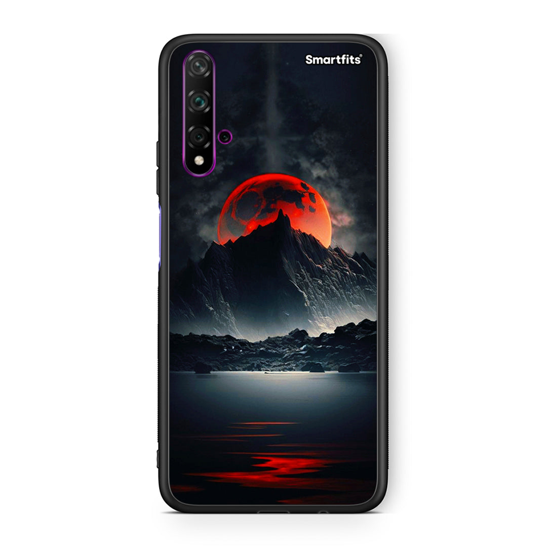 Huawei Nova 5T Red Full Moon θήκη από τη Smartfits με σχέδιο στο πίσω μέρος και μαύρο περίβλημα | Smartphone case with colorful back and black bezels by Smartfits