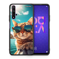 Thumbnail for Θήκη Huawei Nova 5T/Honor 20 Summer Cat από τη Smartfits με σχέδιο στο πίσω μέρος και μαύρο περίβλημα | Huawei Nova 5T/Honor 20 Summer Cat case with colorful back and black bezels