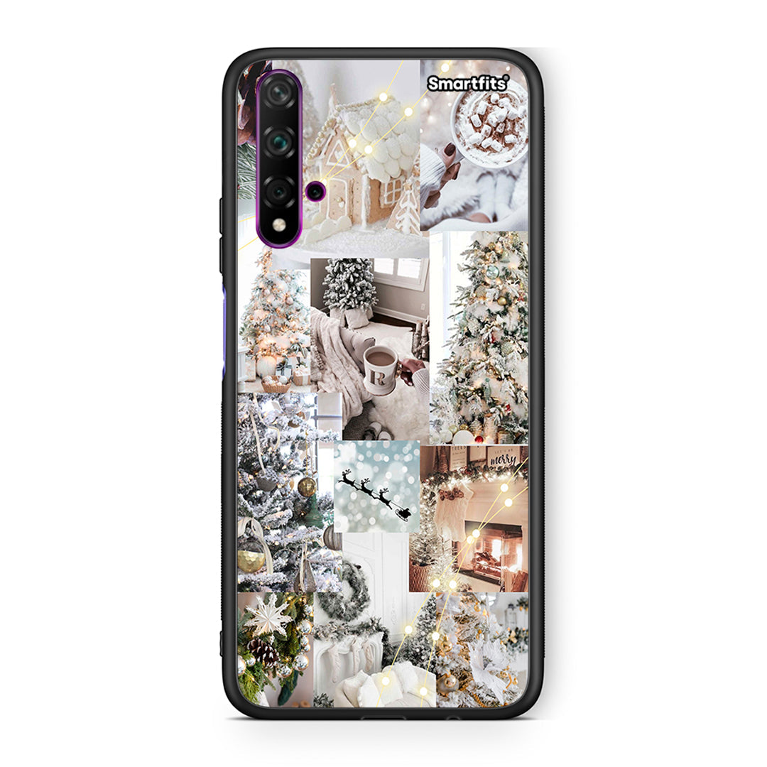 Huawei Nova 5T White Christmas θήκη από τη Smartfits με σχέδιο στο πίσω μέρος και μαύρο περίβλημα | Smartphone case with colorful back and black bezels by Smartfits