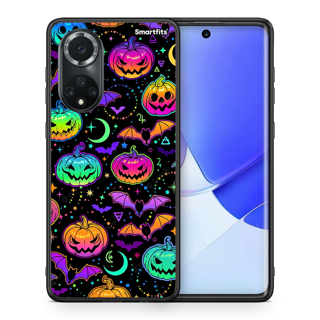 Θήκη Huawei Nova 9/Honor 50 Neon Halloween από τη Smartfits με σχέδιο στο πίσω μέρος και μαύρο περίβλημα | Huawei Nova 9/Honor 50 Neon Halloween case with colorful back and black bezels