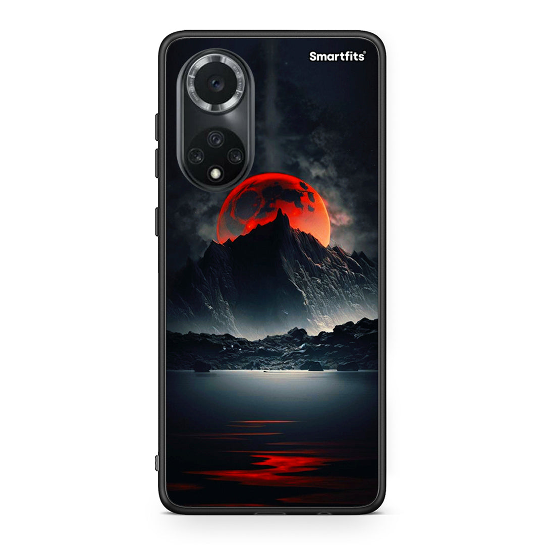 Huawei Nova 9/Honor 50 Red Full Moon θήκη από τη Smartfits με σχέδιο στο πίσω μέρος και μαύρο περίβλημα | Smartphone case with colorful back and black bezels by Smartfits