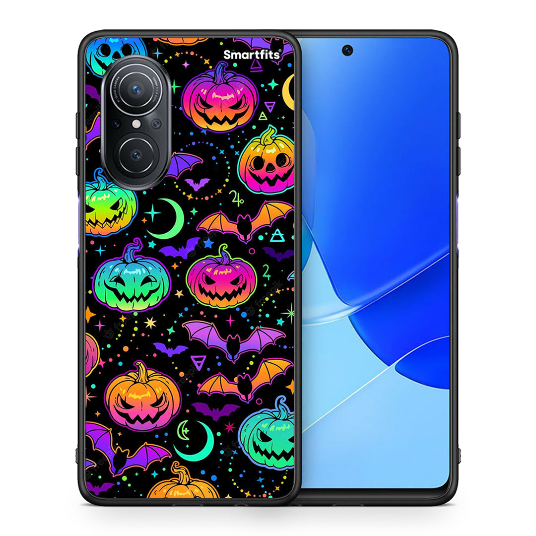 Θήκη Huawei Nova 9 SE Neon Halloween από τη Smartfits με σχέδιο στο πίσω μέρος και μαύρο περίβλημα | Huawei Nova 9 SE Neon Halloween case with colorful back and black bezels