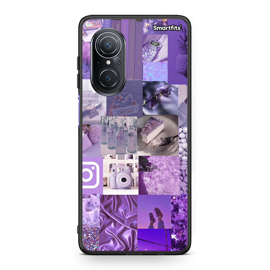 Huawei Nova 9 SE Purple Aesthetic Collage θήκη από τη Smartfits με σχέδιο στο πίσω μέρος και μαύρο περίβλημα | Smartphone case with colorful back and black bezels by Smartfits