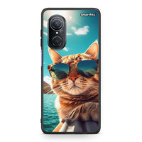 Thumbnail for Huawei Nova 9 SE Summer Cat θήκη από τη Smartfits με σχέδιο στο πίσω μέρος και μαύρο περίβλημα | Smartphone case with colorful back and black bezels by Smartfits