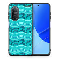 Thumbnail for Θήκη Huawei Nova 9 SE Swimming Dolphins από τη Smartfits με σχέδιο στο πίσω μέρος και μαύρο περίβλημα | Huawei Nova 9 SE Swimming Dolphins case with colorful back and black bezels