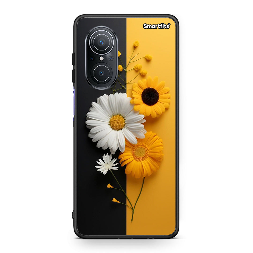 Huawei Nova 9 SE Yellow Daisies θήκη από τη Smartfits με σχέδιο στο πίσω μέρος και μαύρο περίβλημα | Smartphone case with colorful back and black bezels by Smartfits