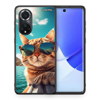 Thumbnail for Θήκη Huawei Nova 9/Honor 50 Summer Cat από τη Smartfits με σχέδιο στο πίσω μέρος και μαύρο περίβλημα | Huawei Nova 9/Honor 50 Summer Cat case with colorful back and black bezels