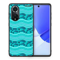 Thumbnail for Θήκη Huawei Nova 9/Honor 50 Swimming Dolphins από τη Smartfits με σχέδιο στο πίσω μέρος και μαύρο περίβλημα | Huawei Nova 9/Honor 50 Swimming Dolphins case with colorful back and black bezels