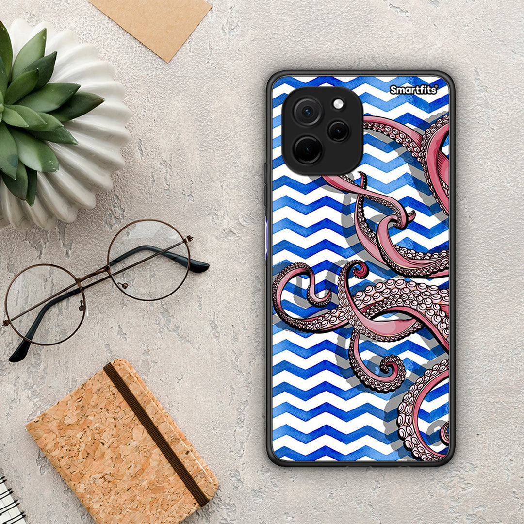 Θήκη Huawei Nova Y61 Chevron Devilfish από τη Smartfits με σχέδιο στο πίσω μέρος και μαύρο περίβλημα | Huawei Nova Y61 Chevron Devilfish Case with Colorful Back and Black Bezels