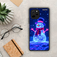 Thumbnail for Θήκη Huawei Nova Y61 Christmas Neon Snowman από τη Smartfits με σχέδιο στο πίσω μέρος και μαύρο περίβλημα | Huawei Nova Y61 Christmas Neon Snowman Case with Colorful Back and Black Bezels