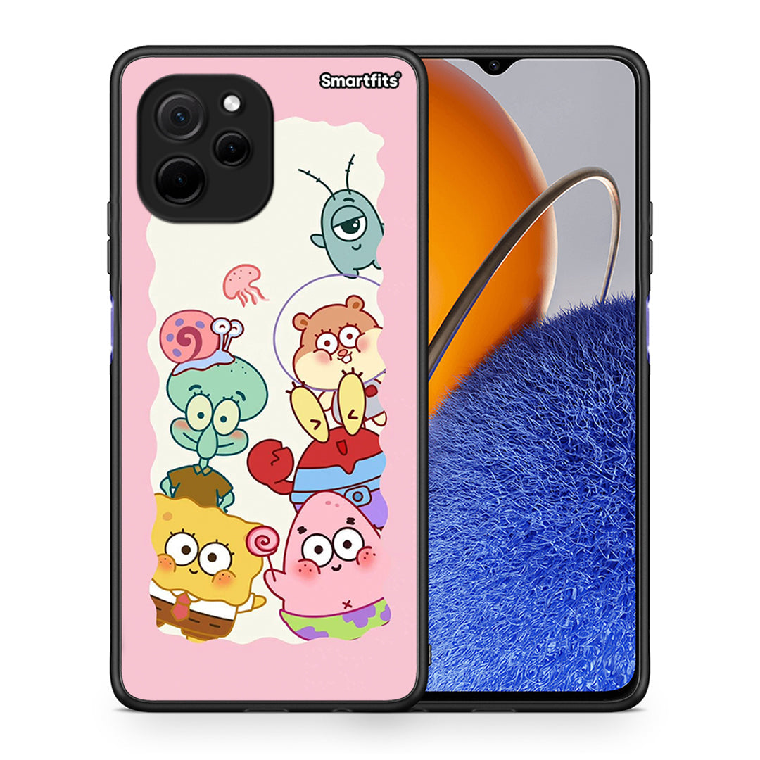 Θήκη Huawei Nova Y61 Cute Companion από τη Smartfits με σχέδιο στο πίσω μέρος και μαύρο περίβλημα | Huawei Nova Y61 Cute Companion Case with Colorful Back and Black Bezels