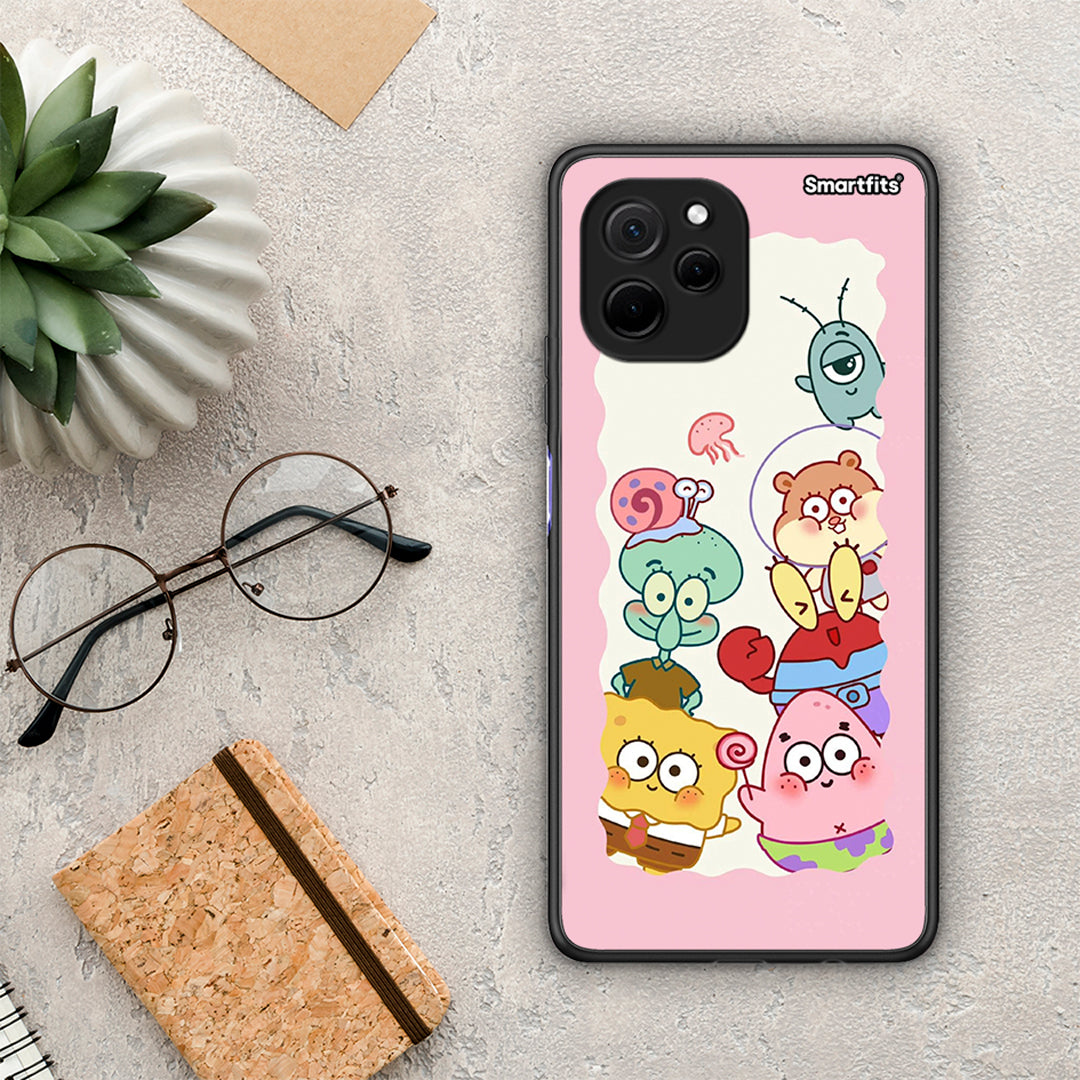 Θήκη Huawei Nova Y61 Cute Companion από τη Smartfits με σχέδιο στο πίσω μέρος και μαύρο περίβλημα | Huawei Nova Y61 Cute Companion Case with Colorful Back and Black Bezels