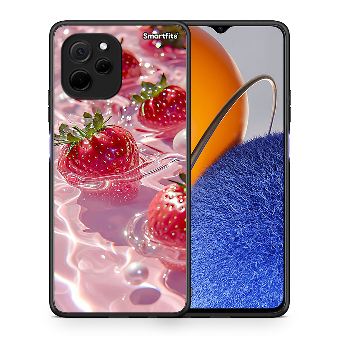 Θήκη Huawei Nova Y61 Juicy Strawberries από τη Smartfits με σχέδιο στο πίσω μέρος και μαύρο περίβλημα | Huawei Nova Y61 Juicy Strawberries Case with Colorful Back and Black Bezels