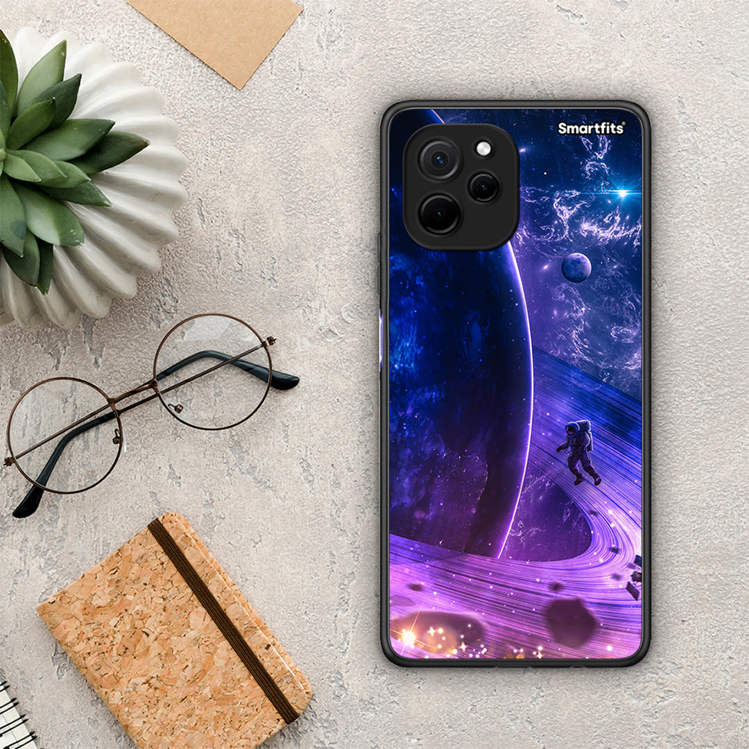 Θήκη Huawei Nova Y61 Lost Astronaut από τη Smartfits με σχέδιο στο πίσω μέρος και μαύρο περίβλημα | Huawei Nova Y61 Lost Astronaut Case with Colorful Back and Black Bezels