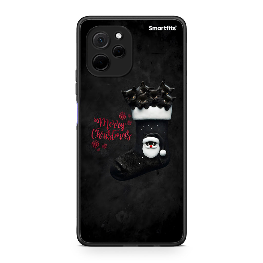 Θήκη Huawei Nova Y61 Merry Cat Christmas από τη Smartfits με σχέδιο στο πίσω μέρος και μαύρο περίβλημα | Huawei Nova Y61 Merry Cat Christmas Case with Colorful Back and Black Bezels