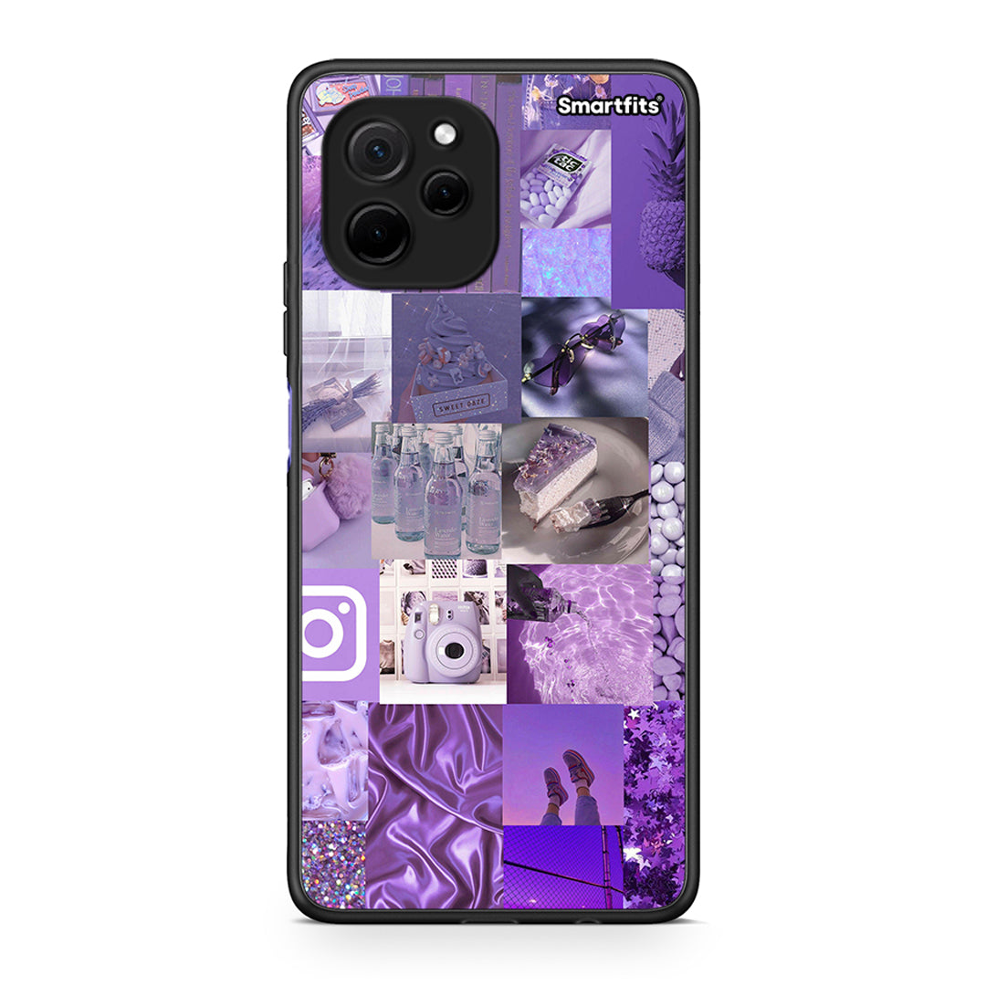 Θήκη Huawei Nova Y61 Purple Aesthetic Collage από τη Smartfits με σχέδιο στο πίσω μέρος και μαύρο περίβλημα | Huawei Nova Y61 Purple Aesthetic Collage Case with Colorful Back and Black Bezels